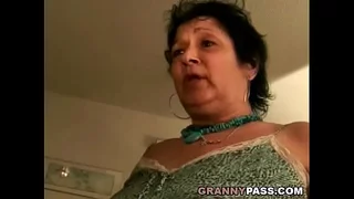 Granny Receives Facial Cumshot Mesh Blowjob